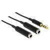Delock - Audio-Splitter - 4-poliger Mini-Stecker weiblich zu 4-poliger Mini-Stecker männlich - 25 cm - Schwarz