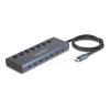 Delock USB 5 Gbps Hub mit 7 USB-C Ports mit Schalter davon 6 x Datenport + 1 x Daten / und PD 20 Watt
