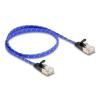Delock RJ45 Flachband Netzwerkkabel mit Geflechtmantel Cat.6A U / FTP 0,5 m blau