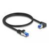 Delock - Netzwerkkabel - RJ-45 (M) gerade zu RJ-45 (M) rechtwinklig - 50 cm - 6 mm - S / FTP - CAT 6a - halogenfrei, ohne Haken - Schwarz
