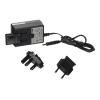 Netzteil / 12V 3A Steckernetzteil, schwarz, externes Multi-Steckernetzteil EURO / UK, Farbe schwarz, geschaltet, Universal-Eingang 100-240V AC, Ausgang 12V DC / 3A, DC-Kabellänge 1,1m, DC-Steckergröße 3,8 x 1,35 x 9,5 mm (Typ I), Effizienzklasse Vl, pass