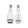 Eaton Tripp Lite Series Heavy-Duty USB-C to Lightning Sync / Charge Cable, MFi Certified - M / M, USB 2.0, 10 ft. (3.05 m) - Lightning-Kabel - 24 pin USB-C männlich zu Lightning männlich - 3 m - Schwarz, weiß