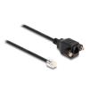 Delock - Telefonverlängerungskabel - RJ-10 (M) zu RJ-10 (W) schraubbar - 30 cm - Schwarz