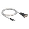 Delock - USB / Serienkabel-Set - 24 pin USB-C (M) zu DB-9 (M) - USB 2.0 / EIA-422 / 485 - 5 V - 1 m - Daumenschrauben - durchsichtig