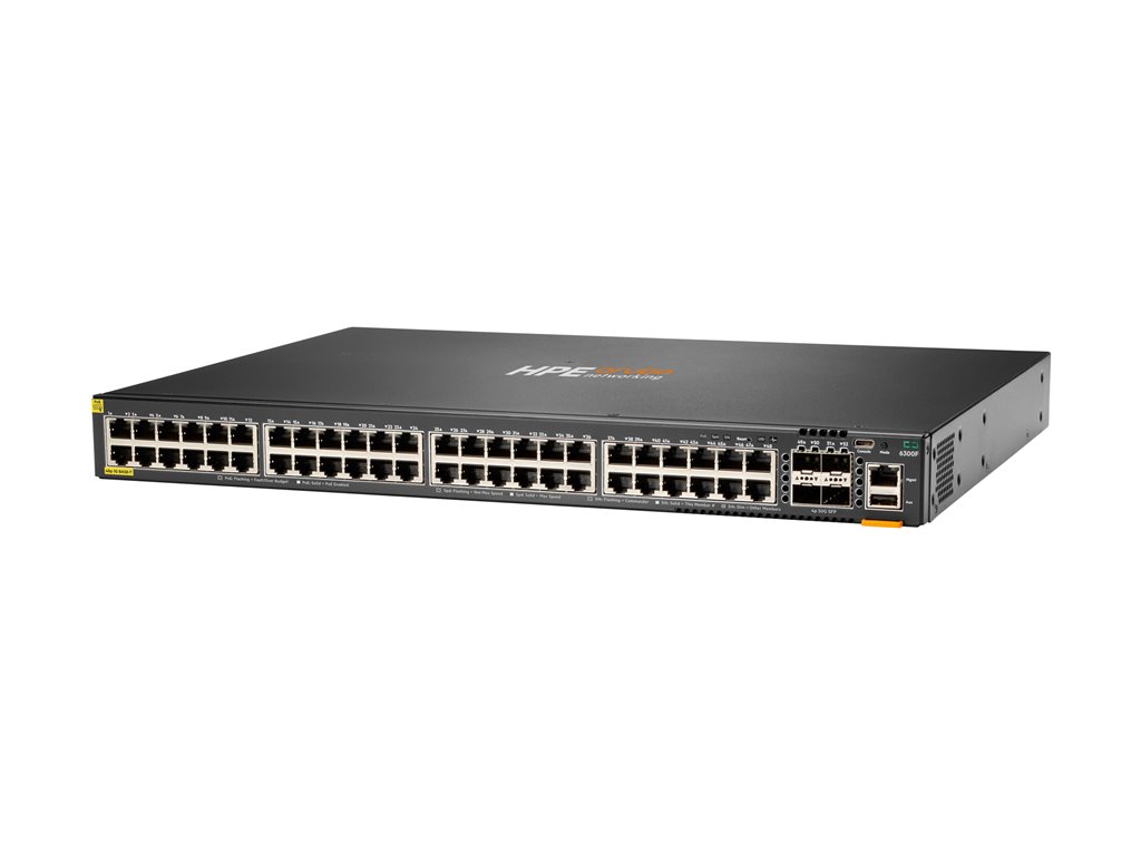 HPE Aruba Networking CX 6300F 48-port 1GbE Class 4 PoE and 4-port SFP56 Switch UK en