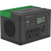 Schneider OffGrid 330 - Tragbares kraftwerk - LCD, 2 BS1363-Steckdosen, Sinuswelle, 3 USB-A, 1 USB-C, drahtloses Ladegerät - Wechselstrom 230 V - 330 Watt - Lithium-Ionen - 332 Wh - Ausgangsanschlüsse: 2 - Großbritannien - Schwarz, grün