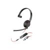 Poly Blackwire 5210 - Blackwire 5200 series - Headset - On-Ear - kabelgebunden - 3,5 mm Stecker, USB-C - Schwarz - Zertifiziert für Microsoft Teams, Zertifiziert für Skype für Unternehmen, Cisco Jabber Certified, Avaya Certified, Works With Chromeboo