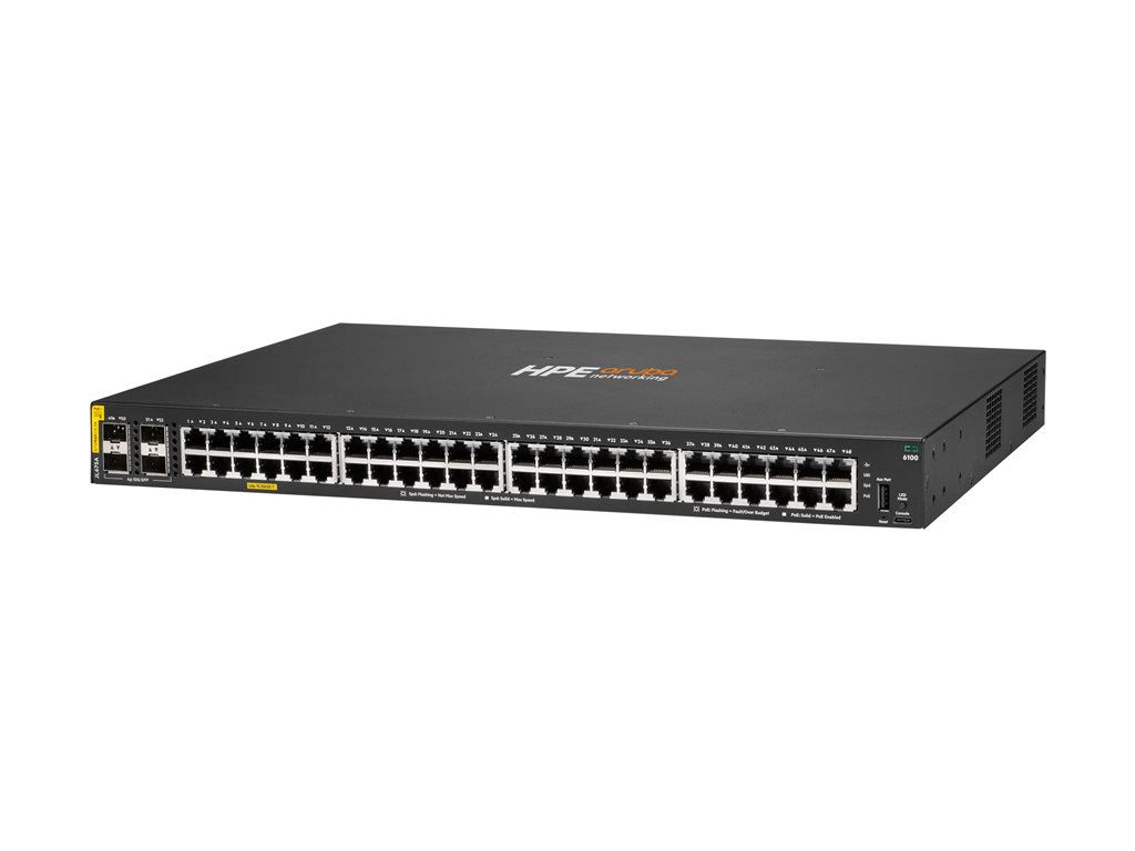 HPE Aruba Networking CX 6100 48G Class4 PoE 4SFP+ 370W Switch UK en