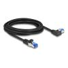 Delock - Netzwerkkabel - RJ-45 (M) gerade zu RJ-45 (M) links gewinkelt - 3 m - 6 mm - S / FTP - CAT 6a - halogenfrei, ohne Haken - Schwarz