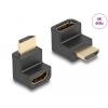 Delock - Highspeed - HDMI rechtwinkliger Adapter - HDMI männlich zu HDMI weiblich nach unten abgewinkelt - Schwarz - unterstützt 8K 60 Hz (7680 x 4320), Ethernet-Support