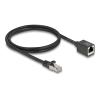 Delock - Netzwerkverlängerungskabel - RJ-45 (M) zu RJ-45 (W) - 1 m - 6 mm - S / FTP - CAT 6a - halogenfrei - Schwarz