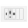 Wandmontiertes Modulpaket - enthält UK-Doppelrahmen-Rückbox, Doppelrahmenumrandung, 1 x VGA mit Miniklinkenmodul, 1 x HDMI-Modul, 1 x USB-B (3.0 mit b vorne, a hinten) Modul, 3 x Blindmodule - weiß