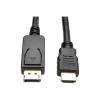 Eaton Tripp Lite Series DisplayPort 1.2 to HDMI Adapter Cable (DP with Latches to HDMI M / M), 4K, 6 ft. (1.8 m) - Adapterkabel - DisplayPort männlich zu HDMI männlich - 1.83 m - Schwarz - 4K Unterstützung