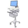 cart with lcd arm tall double drawer