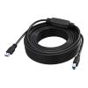15 m USB 3.0 Kabel - aktiver Verstärker in der Mitte des Kabels - vernickelte Stecker - Bandbreite 5 Gbps - USB A (m) zu USB B (m) - Durchmesser 5,5 mm - 28+24 awg - schwarz