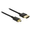 Delock Kabel High Speed HDMI mit Ethernet - HDMI-A Stecker > HDMI Micro-D Stecker 3D 4K 3 m Aktiv Slim High Quality