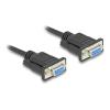 Delock - Serielles RS-232-Kabel - DB-9 (W) schraubbar zu DB-9 (W) schraubbar - 3 m - 5 mm - Schwarz