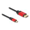 Delock - Adapterkabel - 24 pin USB-C (M) zu DisplayPort (M) - 2 m - 8K Unterstützung, DP Alt Modus-Support, HDR10-Support - Schwarz, Rot