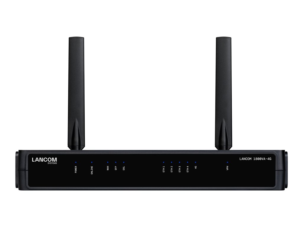 LANCOM 1800VA-4G - Router - DSL-Modem 4-Port-Switch - 1GbE - WAN-Ports: 2 - 3G, 4G - VoIP-Gateway - wandmontierbar