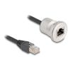 Delock RJ45 Einbaubuchse mit Kabelpeitsche Stecker Cat.5e STP 30 cm Aluminium