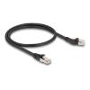 Delock RJ45 Netzwerkkabel Cat.6A S / FTP Stecker 45 grad nach links gewinkelt zu Stecker gerade 0,5 m schwarz