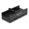 Delock Externer USB 5 Gbps 3 Port Hub 2 x USB Typ-A, 1 x USB-C und 2 Slot Card Reader mit Feststellschraube