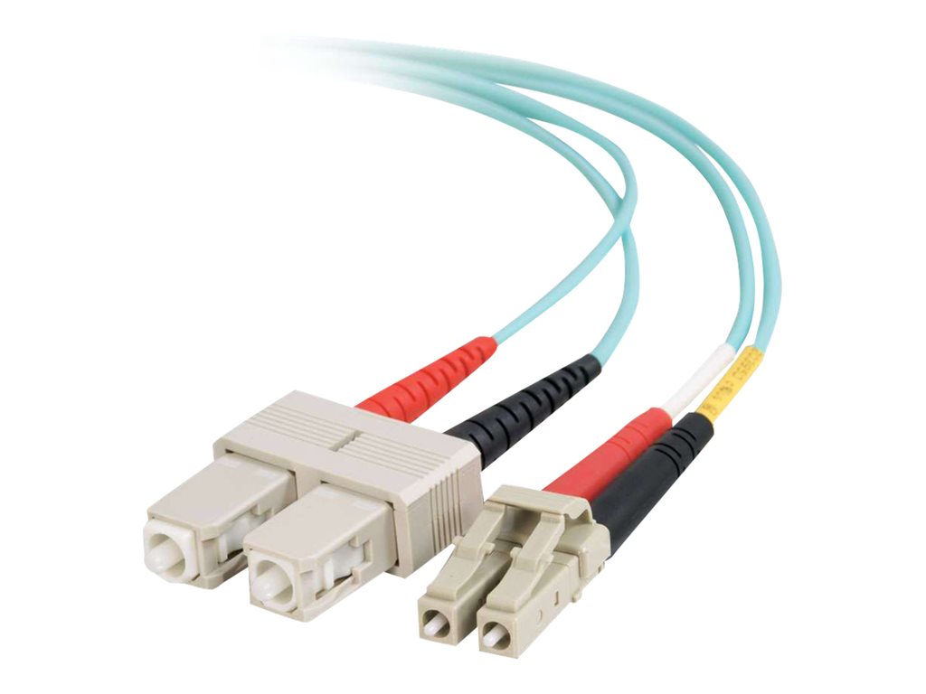 C2G LC-SC 10Gb 50 / 125 OM3 Duplex Multimode PVC Fiber Optic Cable (LSZH) - Netzwerkkabel - SC multi-mode (M) zu LC Multi-Mode (M) - 5 m - 5 m - Glasfaser - Duplex - 50 / 125 Mikrometer - OM3 - halogenfrei - Aquamarin