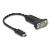 Delock - Kabel USB / seriell - 24 pin USB-C (M) zu DB-9 (M) mit Muttern - 25 cm - unterstützt RS-232 serielle Schnittstelle - Schwarz