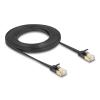 Delock RJ45 Netzwerkkabel Cat.6A Stecker zu Stecker mit robuster Rastnase und Cat.7 Rohflachbandkabel U / FTP 3 m schwarz