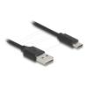 Delock - USB-Kabel - USB (M) umkehrbar zu USB-C (M) - USB 2.0 - 2 A - 80 cm - gewickelt, einfache USB - Schwarz