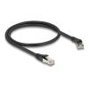 Delock RJ45 Netzwerkkabel Cat.8.1 S / FTP Stecker 45 grad nach rechts gewinkelt zu Stecker gerade bis 40 Gbps 0,5 m schwarz