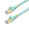 StarTech.com 6ASPAT5MAQ Patchkabel CAT6a  (5 m, turkis, RJ45-Snagless-Steckverbinder, CAT6a-STP-Kabel, Kupferdraht, Netzwerkkabel) - Patch-Kabel - RJ-45 (M) zu RJ-45 (M) - 5 m - STP - CAT 6a - geformt, ohne Haken - Aquamarin