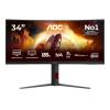 AOC Gaming CU34G4CAP - G4 Series - LED-Monitor - Gaming - gebogen - 86.4 cm (34") - 3440 x 1440 UWQHD @ 180 Hz - Fast VA - 450 cd / m² - 2500:1 - DisplayHDR 400 - 0.5 ms - 2xHDMI, DisplayPort, USB-C - Lautsprecher - Schwarz, Rot