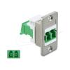 Delock Panel Mount LC Duplex Buchse zu LC Duplex Buchse mit Laserschutzklappe innen silber / grün / weiß