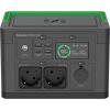 Schneider OffGrid 330 - Tragbares kraftwerk - LCD, Lithium-Ionen, 2 CEE 7 / 3 Schuko-Steckdosen, Sinuswelle, 3 USB-A, 1 USB-C, kabelloses Laden - Wechselstrom 230 V - 330 Watt - Lithium-Ionen - 332 Wh - Ausgangsanschlüsse: 2 - Schwarz, grün