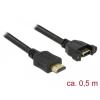 Delock Kabel HDMI-A Stecker > HDMI-A Buchse zum Einbau 4K 30 Hz 0,5 m
