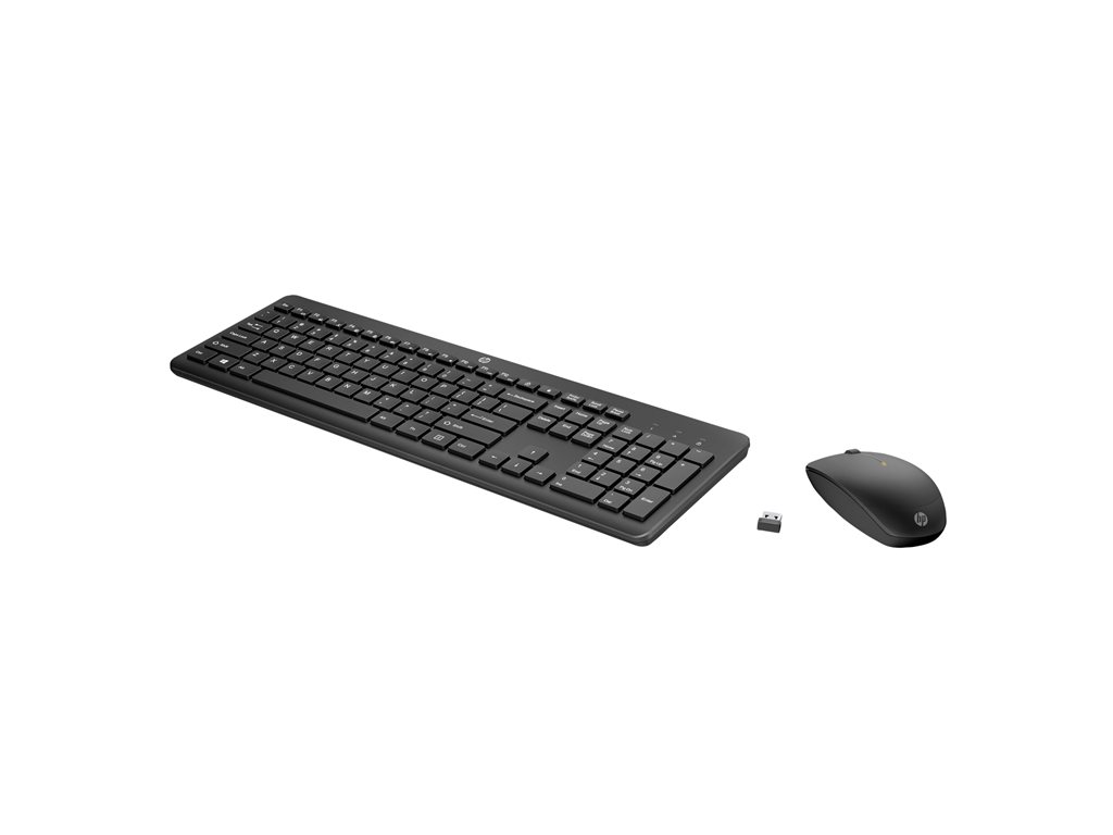 HP 235 - Tastatur-und-Maus-Set - 3-Zonen-Layout, flache Tastenreise - full size - kabellos - 2.4 GHz - Deutsch - Schwarz - Smart Buy