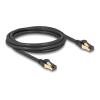 Delock - Netzwerkkabel - RJ-45 (M) zu RJ-45 (M) - 2 m - 6 mm - S / FTP - CAT 7 (Kabel) / CAT 6a (Anschlüsse) - im Freien, ohne Haken - Schwarz