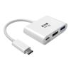 Eaton Tripp Lite Series USB C to HDMI Multiport Video Adapter Converter 4K x 2K w / USB-A Hub, & USB-C PD Charging, Thunderbolt 3 Compatible USB Type C to HDMI, USB-C to HDMI, USB Type-C to HDMI - Externer Videoadapter - USB-C 3.1 - HDMI - weiß
