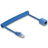 Delock RJ45 Spiralkabel Stecker zu Buchse Cat.6 UTP 0,6 m bis 1,2 m blau