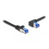 Delock - Netzwerkkabel - RJ-45 (M) gerade zu RJ-45 (M) links gewinkelt - 1 m - 6 mm - S / FTP - CAT 6a - halogenfrei, ohne Haken - Schwarz