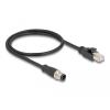 Delock - Netzwerkkabel - M12 (4-polig) (M) zu RJ-45 (M) - 50 cm - 5 mm - S / FTP - CAT 5e - IP67 - Schwarz