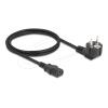Delock Netzkabel PC Schutzkontaktstecker CEE 7 / 7 90 grad gewinkelt auf C13 Buchse, 1 m, 3 x 0,75 mm² schwarz