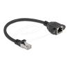 Delock Netzwerk Verlängerungskabel S / FTP RJ45 Stecker zu RJ45 Buchse Cat.6A flache Ausführung 0,25 m schwarz