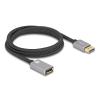 Delock DisplayPort Verlängerungskabel 8K 60 Hz 2 m grau Metall ohne Einrastfunktion