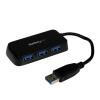 StarTech.com 4 Port USB 3.0 SuperSpeed Hub - Schwarz - Portabler externer Mini USB Hub mit eingebautem Kabel - Hub - 4 x SuperSpeed USB 3.0 - Desktop - für P / N: FCREADMICRO3, MSDREADU3CA, USB3S2ESATA3