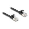 Delock - Patch-Kabel - RJ-45 (M) zu RJ-45 (M) - 25 cm - U / FTP - CAT 6a - ohne Haken, flach - Schwarz