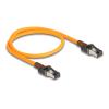 Delock - Patch-Kabel - RJ-45 (M) zu RJ-45 (M) - 50 cm - 6.2 mm - S / FTP - CAT 6a - geschirmt, halogenfrei, ohne Haken, Portfinder-Funktion (USB-C betrieben) - orange