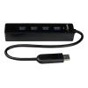 StarTech.com 4 Port USB 3.0 SuperSpeed Hub - Schwarz - Portabler externer USB Hub mit eingebautem Kabel - Hub - 4 x SuperSpeed USB 3.0 - Desktop - für P / N: FCREADMICRO3, MSDREADU3CA