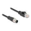 Delock - Netzwerkkabel - 8-polig M12 (M) zu RJ-45 (M) - 2 m - 6 mm - S / FTP - CAT 5e - ohne Haken - Schwarz